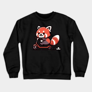 Urban Paws: Red Panda's Scooter Adventure Crewneck Sweatshirt